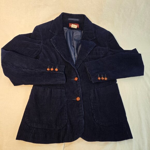 VINTAGE La Rose Old Money Academia Navy Blue Corduroy Blazer Size S/M LIKE NEW! - Picture 5 of 16
